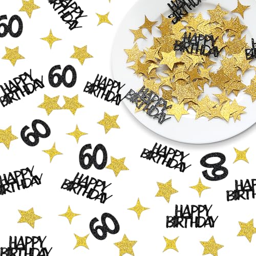 Black and Gold 60th Birthday Confetti - 170pcs Table Scatter