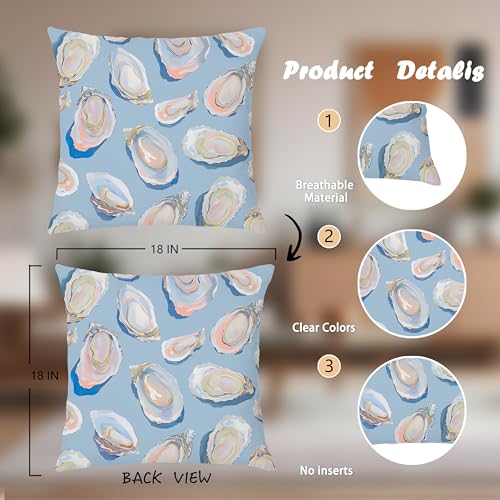 Coastal Oyster Shell & Martini Pillow Covers Set of 2, 18x18