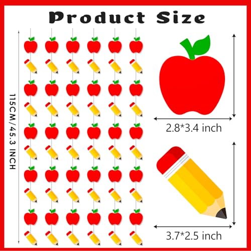 Back to School Paper Garland - Apple and Pencil Classroom Banner (6PCS)