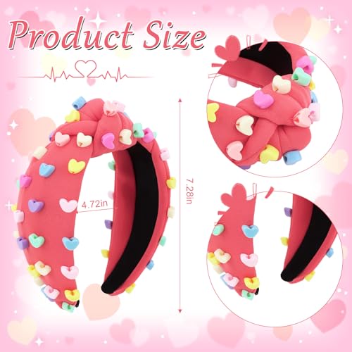 Amariver Heart Knotted Headband – Pink Beaded Hair Accessory for Women & Girls