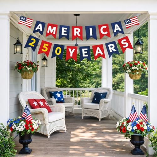 America 250th Anniversary Banner - Patriotic 4th of July Decor