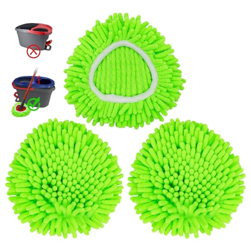 Ocedar RinseClean Compatible Mop Head Replacements - 3 Pack Chenille & Microfiber Refills for Multi-Surface Cleaning