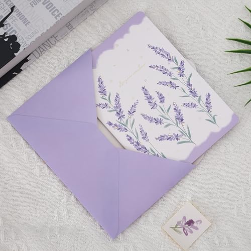 Cifudec Floral Pop-Up Greeting Card, 3D Lavender Flower Bouquet Gift