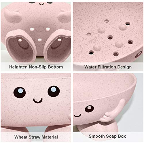 Cute Pink Soap Dish - Eco-Friendly Holder with Drain Design