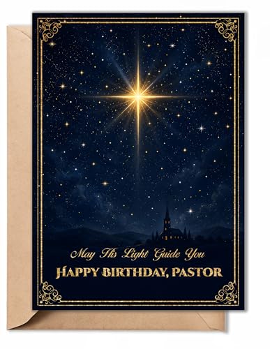 Christian Birthday Card for Pastor | 5x7 Folded Design with Envelope
