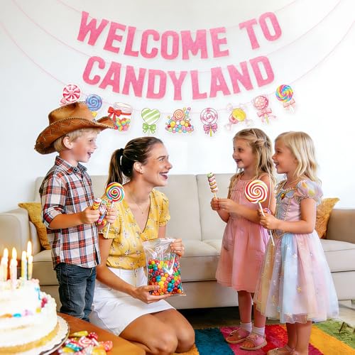 Candyland Birthday Party Banner - Pre-strung Colorful Garland