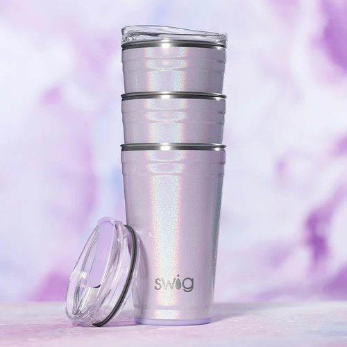 Swig Life 24oz Party Cup, Stackable Insulated Travel Coffee Tumbler with EZ Slider Lid, Cup Holder Friendly, Stainless Steel 24 oz Tumbler, Reusable Coffee Mug (Pixie)