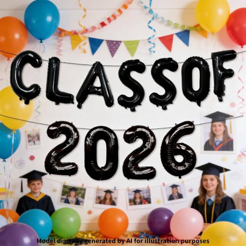 Class of 2026 Graduation Balloons Banner - Metallic Foil Letters