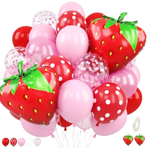 30pc Strawberry Balloon Arch Kit - Pink and Red Birthday Party Decorations