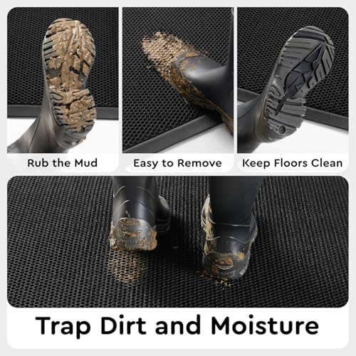 tchdio 17"x29" Front Door Mat, Heavy-Duty Non-Slip Outdoor Entrance Rug