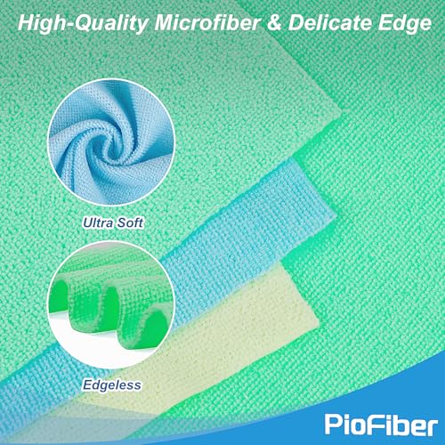 20 Pack Edgeless Microfiber Cleaning Cloths - Lint-Free, Quick Dry Towels for Car Detailing and Kitchen