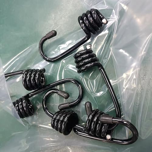 Heavy Duty Bungee Cord Hooks 12 Pack - 1/4 & 3/8 Inch Spiral End Replacement Clips