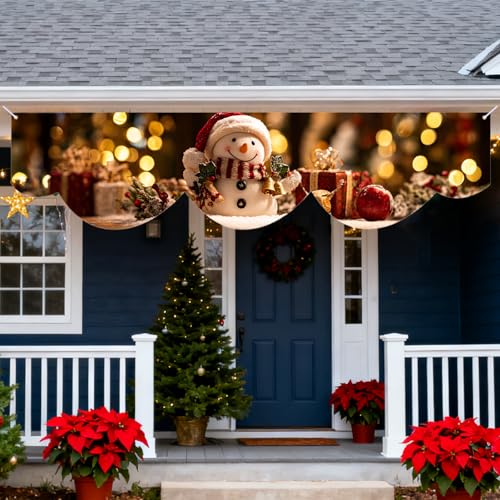 Nuxovilar Snowman Warm Lights Wave Banner - 19.68x78.74 inches