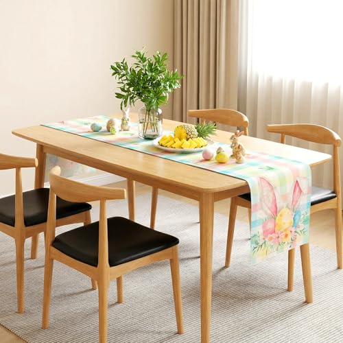 Easter Buffalo Plaid Table Runner 13 x 72 Linen Farmhouse Decor