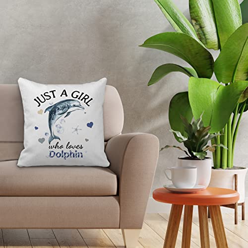 Dolphin Throw Pillow Cover 18x18 Soft Corduroy Decorative Cushion Case
