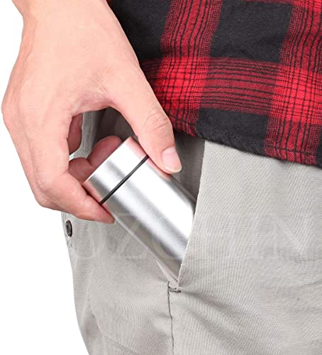 OZCHIN 80ml Silver & Black Aluminum Airtight Storage Jar - Portable & Smell Proof
