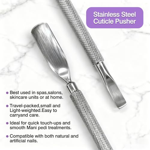 Gmlawsc 2-Piece Stainless Steel Cuticle Pusher and Nail Cleaner Set