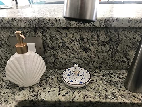 Ceramic Ring Holder Stand - Blue Dots Jewelry Dish for Rings & Earrings