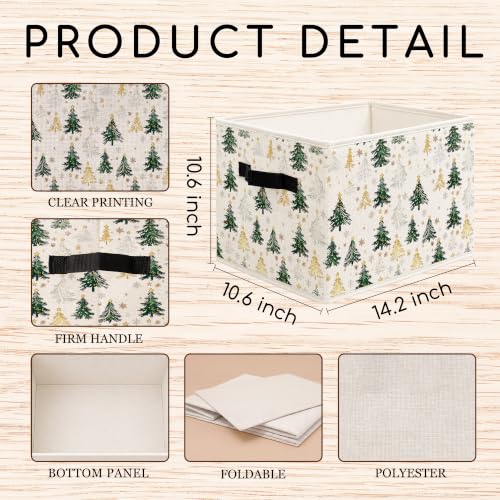 Christmas Tree Cube Storage Bin - Rustic Laundry & Home Decor, 14x11x11 inches