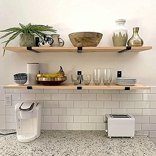 Shelf Bracket, Heavy Duty Floating Shelf Brackets 10-Inch Long, 8-Pack Brackets for Shelves, Black Coated J Shape Metal Wall Shelf Support Brackets with 1/5-Inch Thick and 160 lb. Load Capacity