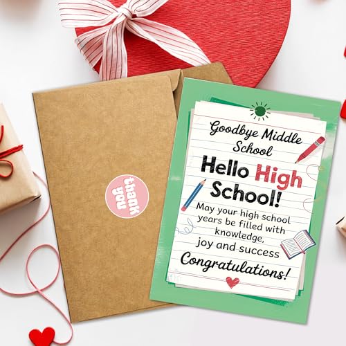 Middle School Graduation Congrats Card with Envelope - 8x5.3in