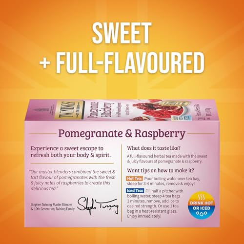 Twinings Pomegranate & Raspberry Herbal Tea Bags, 20 Count