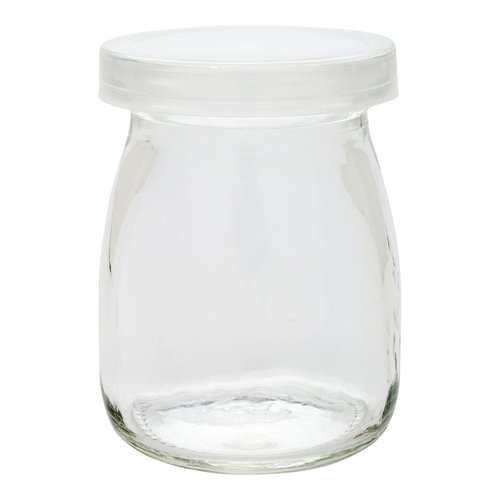 Restaurantware 3.5-OZ Glass Jars for Yogurt Milk Parfait and Pudding: Perfect for Bakeries Buffets Breakfast Bars and Restaurants - Yogurt Maker Glass Replacement Jar with Plastic Cap - 100-CT