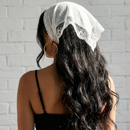 Dopenspi 3-Piece Boho Lace Triangle Head Scarf Hair Bandana