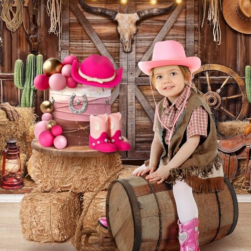Pink Cowgirl Cake Topper Set - 16PCS Western Hat & Boot Decor