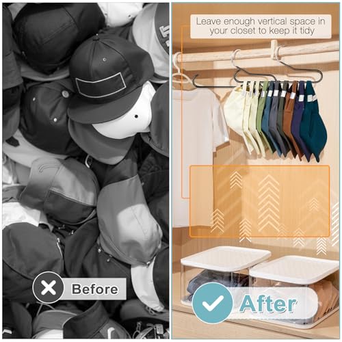Hat Storage Organizer for Baseball Caps - Black 2 Pack