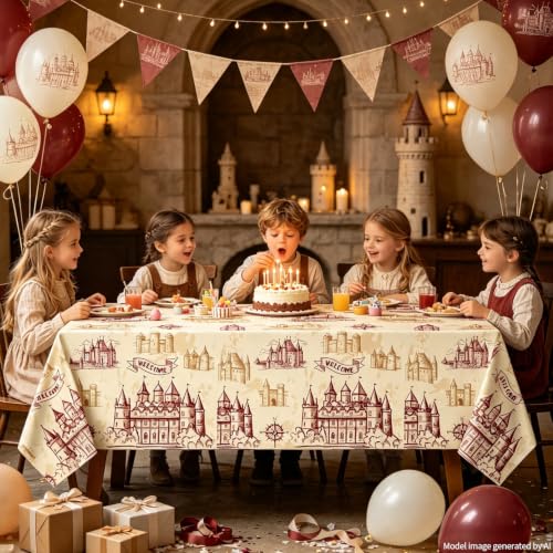4 Pack Wizard Tablecloths - Vintage Castle Design for Parties 51x86