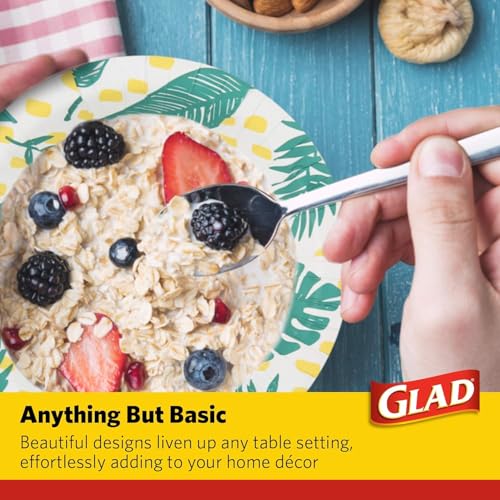 Glad 16 Oz Disposable Paper Bowls - Palm Leaf Design, 50 Count