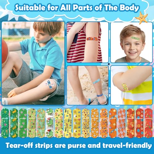 33 Style Kids Cartoon Bandages 300 Pcs Cute Bandages Adhesive Flexible Colorful Bandage Toddler Bandage Waterproof Breathable Protect Scrapes and Cuts for Girls Boys Children Toddlers (Cool)