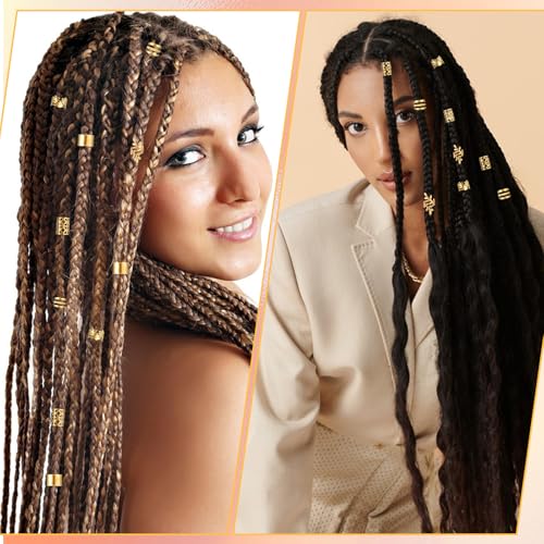 Tyqour 48pcs Gold Hair Jewelry Cuffs & Clips for Braids and Locs