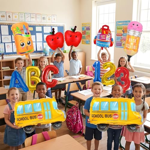 Back to School Balloons Set - 13 Colorful Foil Designs