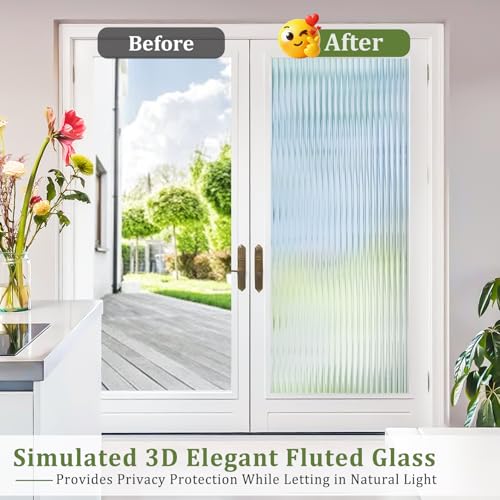 Beautyhero 3D Reeded Glass Window Privacy Film - 17.5 x 78.7''