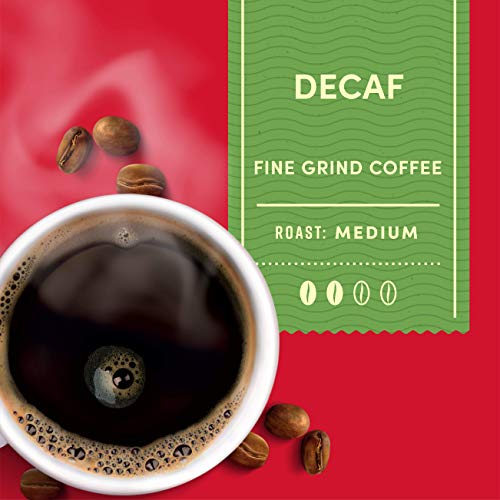 Tim Hortons Decaf Medium Roast Ground Coffee, 100% Arabica, 6 x 12 oz Bags