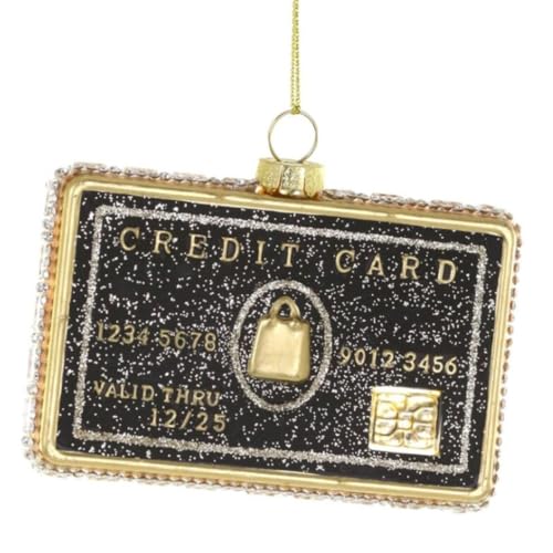 Luxury Black Credit Card Glass Ornament - Festive Holiday Tree Decoration