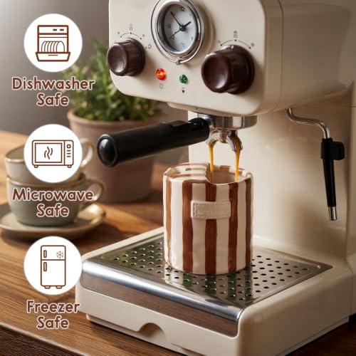 10oz Striped Ceramic Coffee Mug - Microwave & Dishwasher Safe
