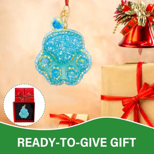 JUESMOS Cat Paw Christmas Ornament with Rhinestones – 2.4"