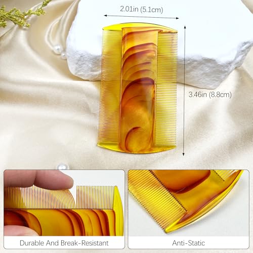 Zoolinn 4-Pack Amber Swirl Fine-Tooth Plastic Hair Combs - Dual-Sided