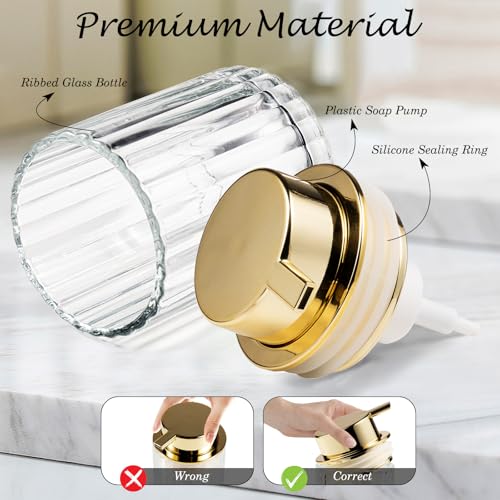 Amolliar 8oz Foaming Soap Dispenser - Clear Glass with Gold Pump
