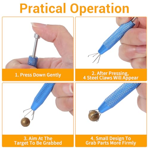 Sibba 4-Pack Piercing Ball Grabber Tool - Stainless Steel 4-Claw Jewelry Changing Tool