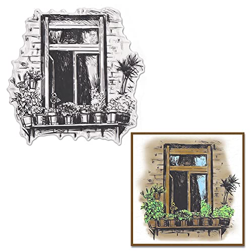 Estivaux Spring Window Flowers Clear Stamp for Card Making