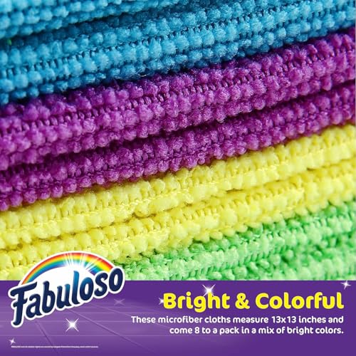 Fabuloso Microfiber Cleaning Cloths - 13x13, 8 Ct, Lint-Free & Reusable