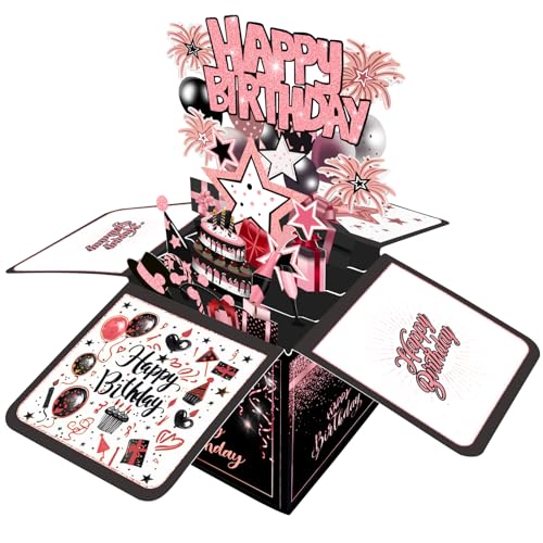 Joycard 3D Pop-Up Birthday Card with Envelope for Women and Girls