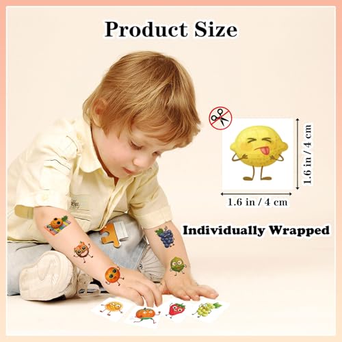UVUXO 102 Pcs Summer Fruit Temporary Tattoos for Kids Hawaiian Beach Party
