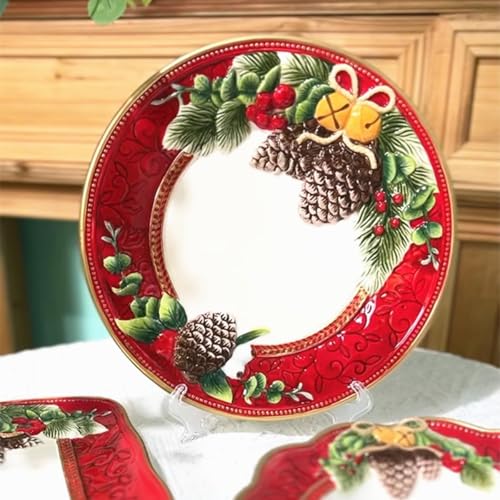 Ceramic Christmas Pineapple Plate - Holiday Decor & Tableware