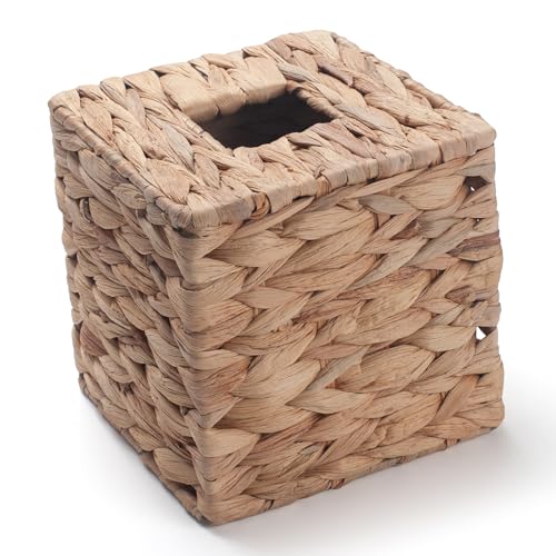 Natural Water Hyacinth Tissue Box Cover - Square Holder for Bathroom