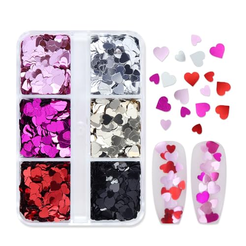 SeBneny Valentine Heart Chunky Glitter Holographic Nail Sequins